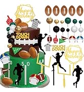 28 Pieces Football Cake Decorations Football Cake Toppers with Mini Foam Balls, Rugby Player, Tou...