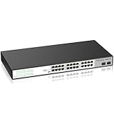 24 Port Full Gigabit PoE Switch with 2 Gigabit SFP Uplink Ports, Up to 30W Per Port, 48V Standard...