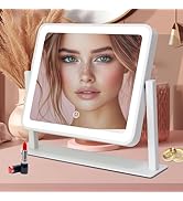 LAKFUES 12"x14" LED Vanity Mirror with Lights, 3-Color Dimmable Touch Control, Large Lighted Make...