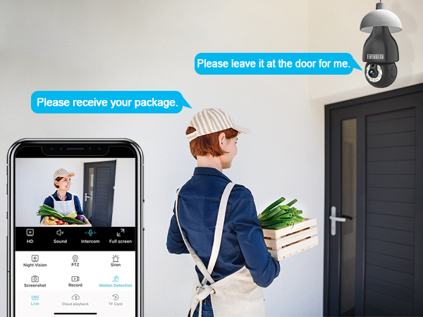 2K Light Bulb Wireless Security Camera 5Ghz WiFi Outdoor Indoor RTSP Stream Work with Alexa Onvif