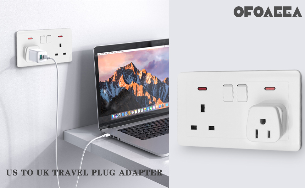 US to UK Travel Plug Adapter
