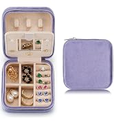 TRODANCE Plush Velvet Travel Jewelry Case Organizer, Small Travel Jewelry Box,Portable Jewelry Bo...