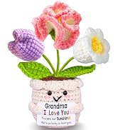 Qunland Gifts for Grandma, Mothers Day Easter Grandma Gifts, Cute Handmade Crochet Positive Tulip...