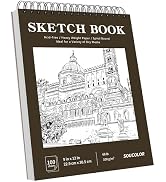 Soucolor 9" x 12" Sketch Book 100 Sheets, Acid Free (68lb/100gsm) Artist Drawing Paper Book Paint...