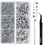 BEADSLAND Hotfix Rhinestones, 4000 PCS AB Rhinestones for Clothes Crafts Mixed 6 Sizes with Wax P...