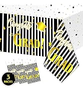 3pcs Graduation Table Decorations 2024, 54"x108" Large Graduation Tablecloth, Premium Foil Dispos...