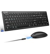 TECKNET 2.4G Rechargeable Ultra-Slim Wireless Keyboard and Mouse Combo | 2.4G Stable Connection, ...