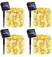 4 Pack Solar Fairy Lights 131.2Ft 400 LED, Outdoor Twinkle Lights with 8 Modes, Waterproof Silver...