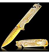 Vividstill Pocket Knife for Men, Cool Folding Knife With 3D Embossed pattern, Great Gift Edc Knif...
