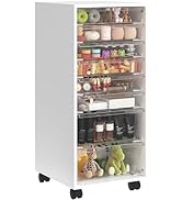 WOPITUES Plastic Storage Drawer Cart, Organizer and Storage with 8 Large Clear Drawers, Utility W...