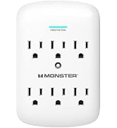 Monster Wall Tap Plug 6-Outlet Extender with Outlet Surge Protector for Home, Travel, Office, Hom...