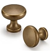 FAPUAL Antique Brass Cabinet Knobs, 10 Pack Solid 1.2 Inch Drawer Pulls | Zinc Alloy,Screws Inclu...