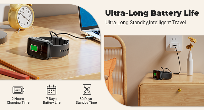 Fitness tracker has a built-in high-capacity battery