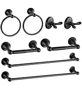 8 Piece Bathroom Accessory Set(Adjustable Towel Bar, Towel Ring, Toilet Paper Holder,Towel Robe H...