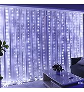HXWEIYE 300LED White Fairy Curtain Lights for Bedroom, 3mx3m 8 Modes USB Plug in Window Christmas...