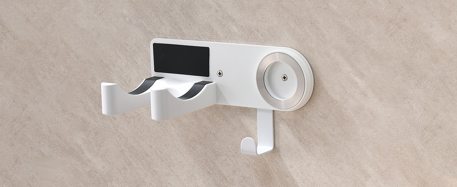 White hair dryer holder