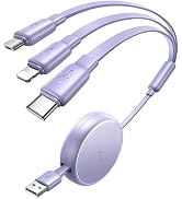 LISEN 3 in 1 Retractable Car & iPhone Charger Cord, Type C/L/Micro USB for iPhone/Samsung/PS/Kind...