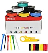 18 AWG Solid Core Hookup Wire Kit – 18 Gauge Copper Pre-Tinned PVC Coated 16ft or 5m Each Spool, ...