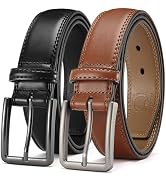 CHAOREN Leather Dress Belt Men 2 Pack - 1 3/8" Mens Belts for Work Business Casual Jeans