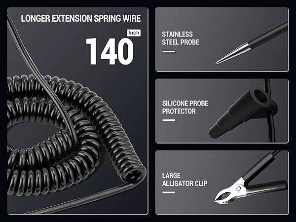 140 inch spring wire with sharp probe & protector