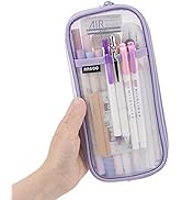 EASTHILL Grid Mesh Pen Pencil Case with Zipper Clear Makeup Color Pouch Cosmetics Bag Multi-Purpo...