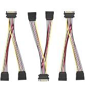 Menewstart 2 Way SATA Power Splitter Cable 8 Inches, 3-Pack, 15 Pin SATA Power Y-Splitter Cable, ...