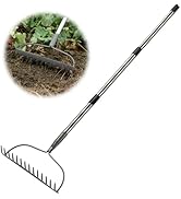 Rake, Garden Bow Rakes for Lawns, 5 ft Metal Rake Heavy Duty with Adjustable Long Handle, 14 Tine...