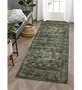 Zealude Green Washable Runner Rugs with Rubber Backing,2x6 Rug Runner Non Slip Hallway Kitchen Ru...