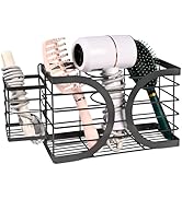 ziroland Elegant Black Wall Mounted Hair Dryer Holder - Stylish Bathroom Organiser for Hair Dryer...