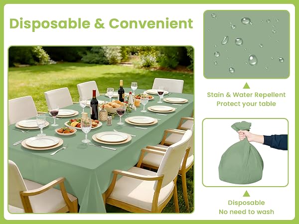 Sage Green plastic tablecloth
