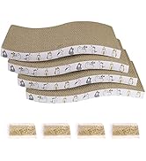 PatiencET Cat Scratcher Cardboard 4 Pack Cat Scratch Pad Reversible Scratcher Texture Curve Desig...