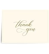 Designer Greetings Bulk Blank Thank-You Cards for Any Occasion, Beige and Gold Foil Embossed Scri...