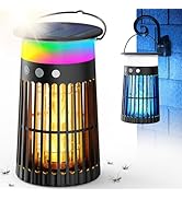 Solar Bug Zapper Outdoor, 5-in-1 Mosquito Zapper 4200V w/Flame Light & RGB Mode, Waterproof Porta...