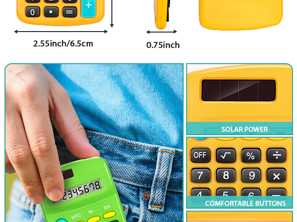 24 Pieces Pocket Size Calculators(Multicolor)