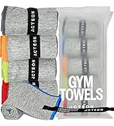 Acteon Microfiber Quick Dry Gym Towel, Silver ION Odor-Free Mega Absorbent Fiber (5-Pack), Fast D...
