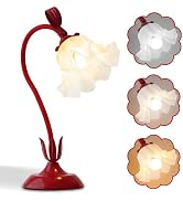 AQDZCNF Flower Table Lamp,LED Reading Light Bedside Vintage Flower Night Light,3 Colors Modes Kaw...