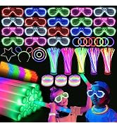SHQDD136 PCS Glow in the Dark Party Supplies, New Year Party Favors18 Foam Glow Sticks, 18 LED Gl...