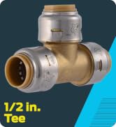 SharkBite Max 1/2 Inch Tee, Push to Connect Brass Plumbing Fitting, PEX Pipe, Copper, CPVC, PE-RT...