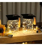 Graduation Decorations Class of 2026-2PCS Cap Glass Jar With Light Centerpieces Congrats Party Su...
