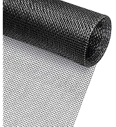 Multiple views of black plastic mesh or netting material rolled out, showing flexible grid pattern and texture.