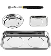 Rechabite 3 Pieces Magnetic Trays with 8LBs Telescoping Magnetic Pick-up Tool Set, 9.5" and 3.7" ...