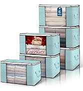 90L Large Storage Bags, 6 Pack Clothes Storage Bins Closet Organizers | Foldable Storage Containe...