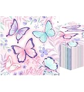 40pc Butterfly Napkins Disposable Napkins Girls Birthday Party Decorations | Decorative Butterfly...