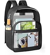 KIMNERPU Clear Backpack, Heavy Duty Transparent Bookbag for School, Fabric & PVC Transparent Back...
