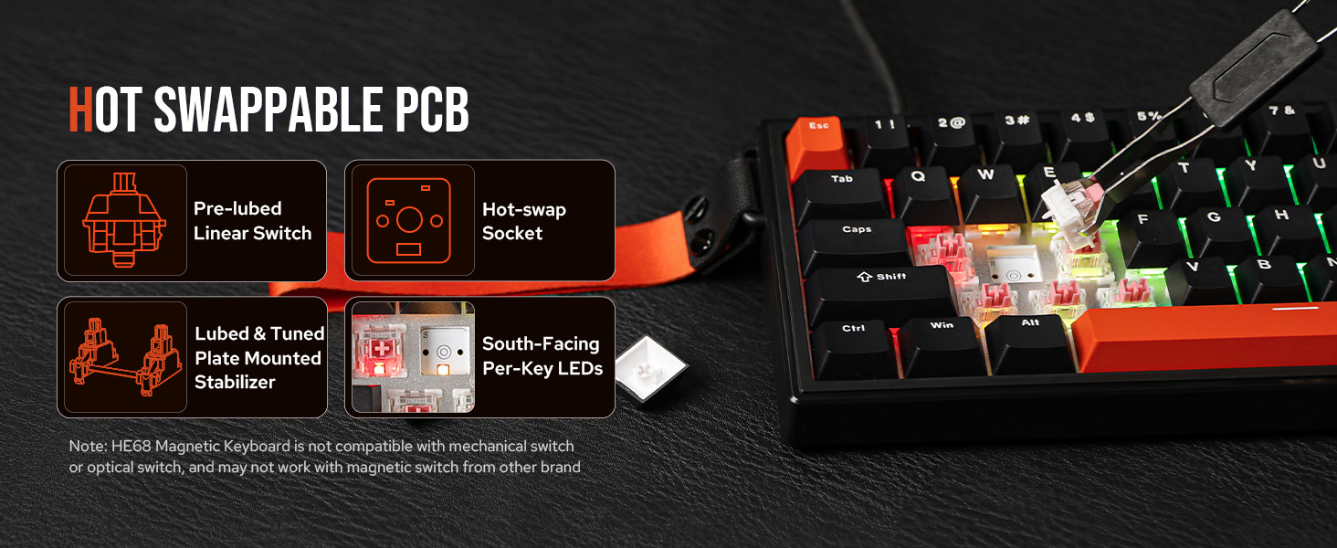 HE68 Wired Magnetic Gaming Keyboard