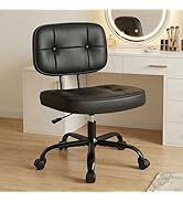 DUMOS Home Office Desk Chair - Ergonomic Armless PU Leather Computer Rolling Task Chair,with Comf...