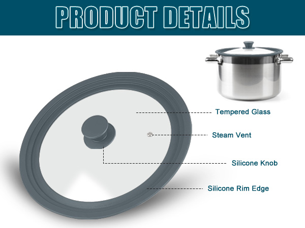 Universal Lid, Tempered Pan Lid with Heat Resistant Silicone Rim