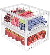 Mano 2Pack Clear Fridge Drawers Pull Out Stackable Refrigerator Drawer Organizer Bins Pantry Stor...