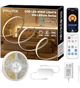 PAUTIX COB LED Strip Light Warm White 2700K 504LEDs/m,CRI90+ 32.8ft/10m Dimmable 24V LED Tape Lig...