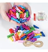 Clothespins, Mini Colored Clothes Pins for Photo 100pcs 1.4” Wooden